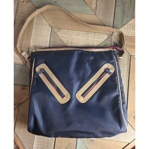 Vintage Nylon Navy/Hunter Green Navy Bag Purse Designed by Valerie Barad Y2K 90s